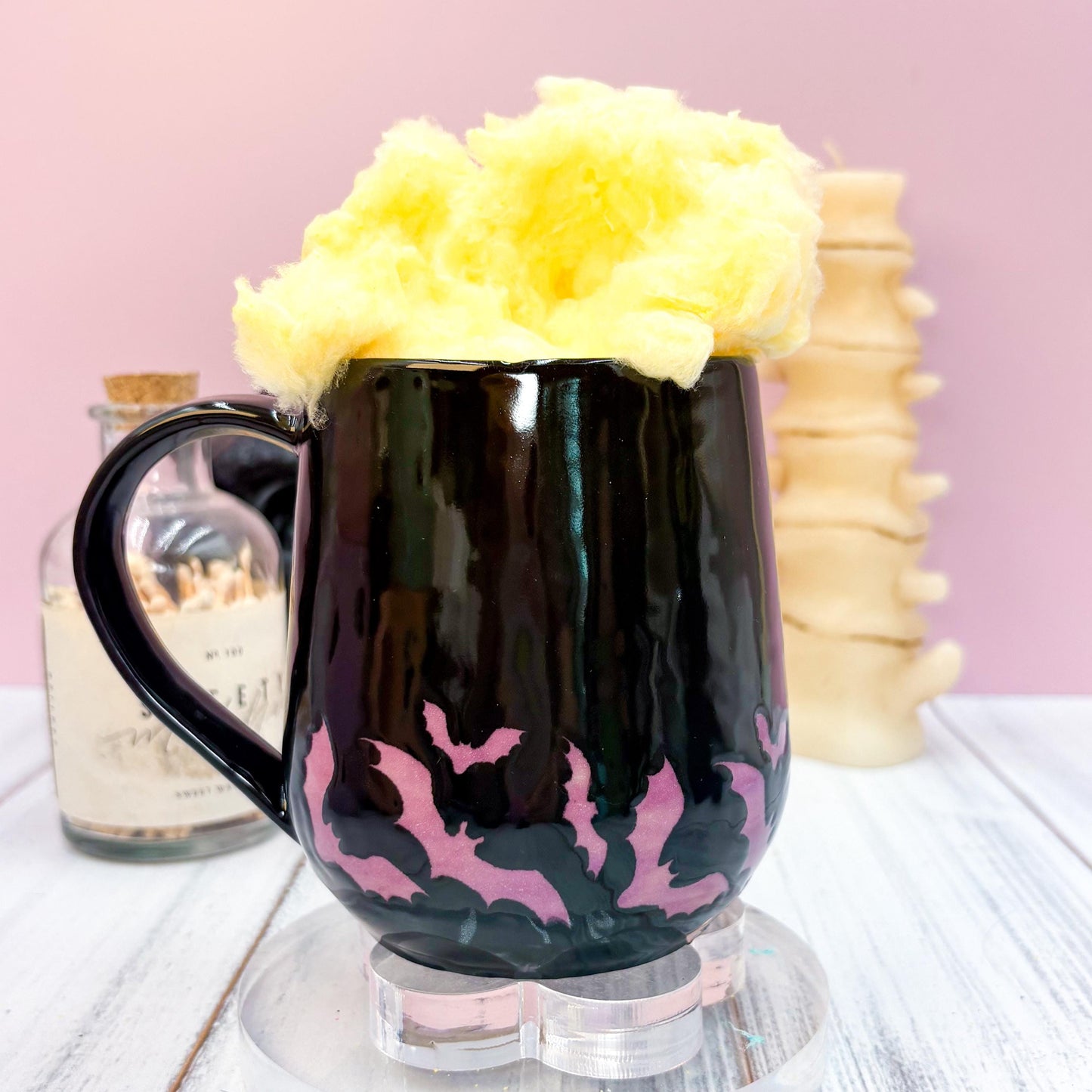 Purple and Black Bat Ceramic Mug, Autumn Gift For Her, Retro Fall Mug, Halloween Gift, Spooky Mug Handmade, Cute Autumn Mugs, Fall Gift Mom