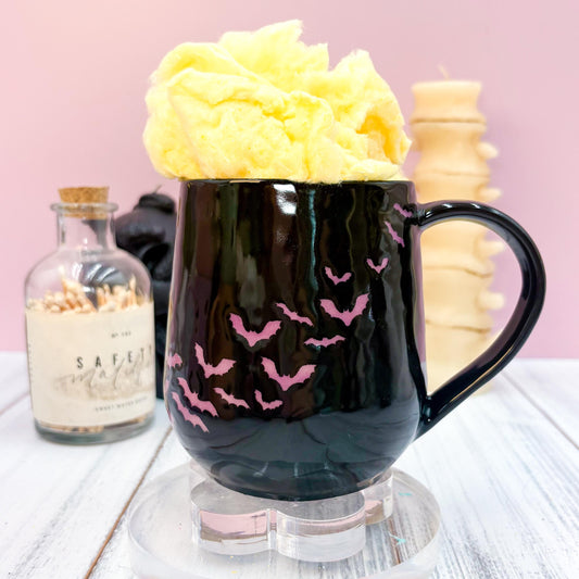 Purple and Black Bat Ceramic Mug, Autumn Gift For Her, Retro Fall Mug, Halloween Gift, Spooky Mug Handmade, Cute Autumn Mugs, Fall Gift Mom