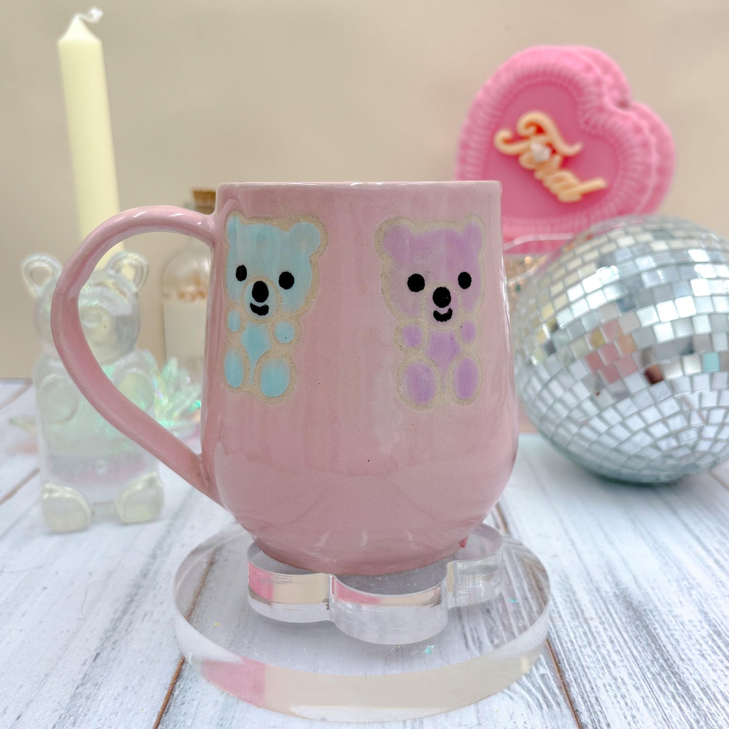 Pink Gummy Bear Ceramic Mug