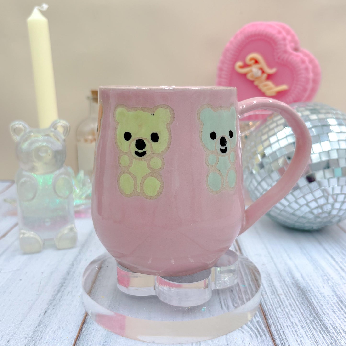 Pink Gummy Bear Ceramic Mug