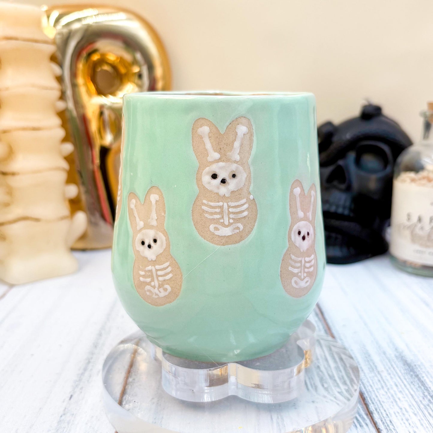 Aqua Seleton Bunny Spring Ceramic Mug