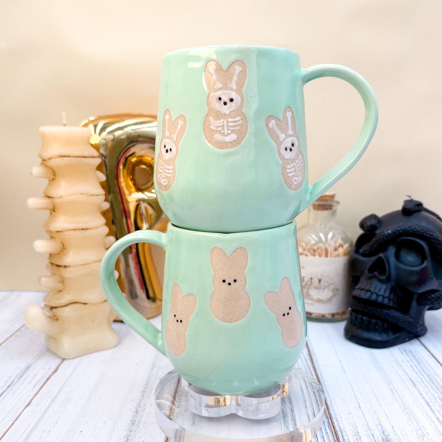 Aqua Seleton Bunny Spring Ceramic Mug