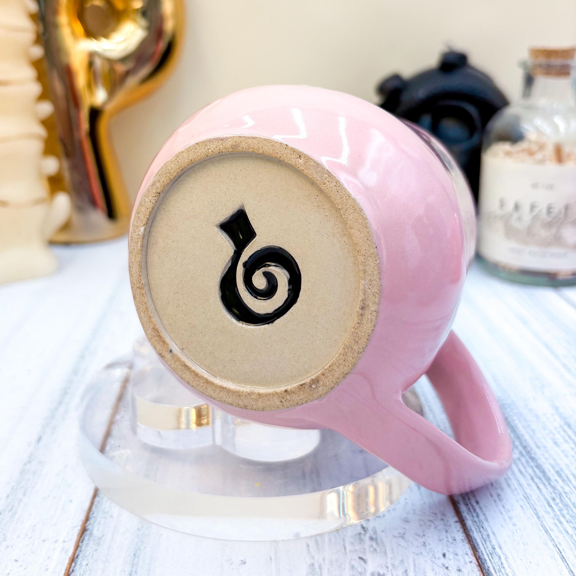 Pink Seleton Bunny Spring Ceramic Mug