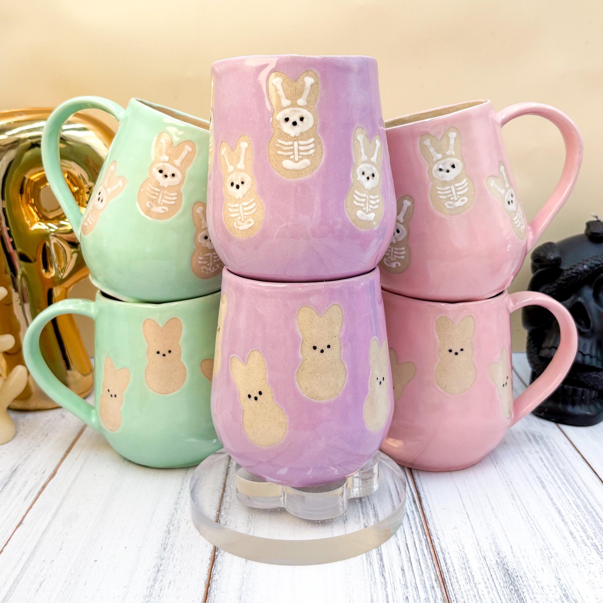 Purple Seleton Bunny Spring Ceramic Mug