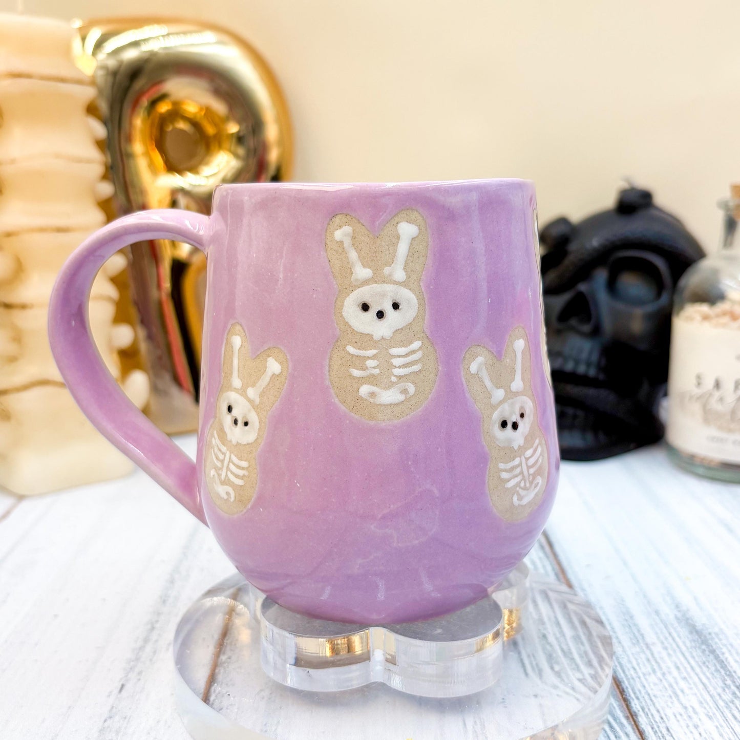 Purple Seleton Bunny Spring Ceramic Mug