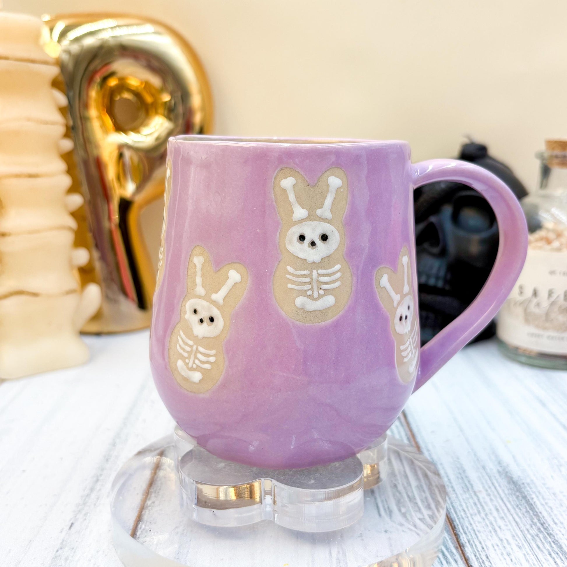 Purple Seleton Bunny Spring Ceramic Mug