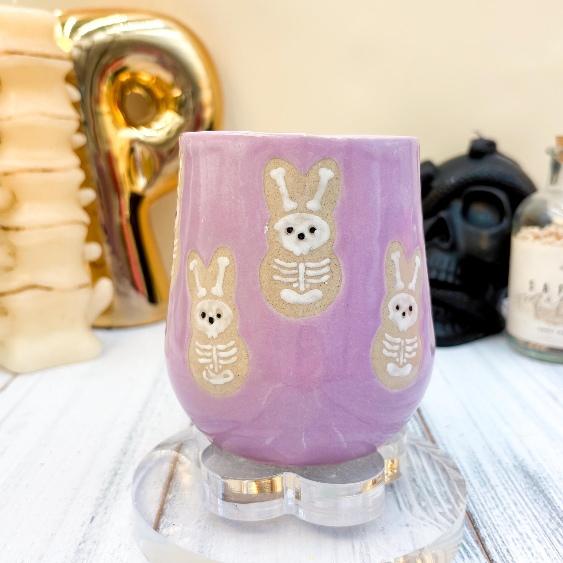 Purple Seleton Bunny Spring Ceramic Mug