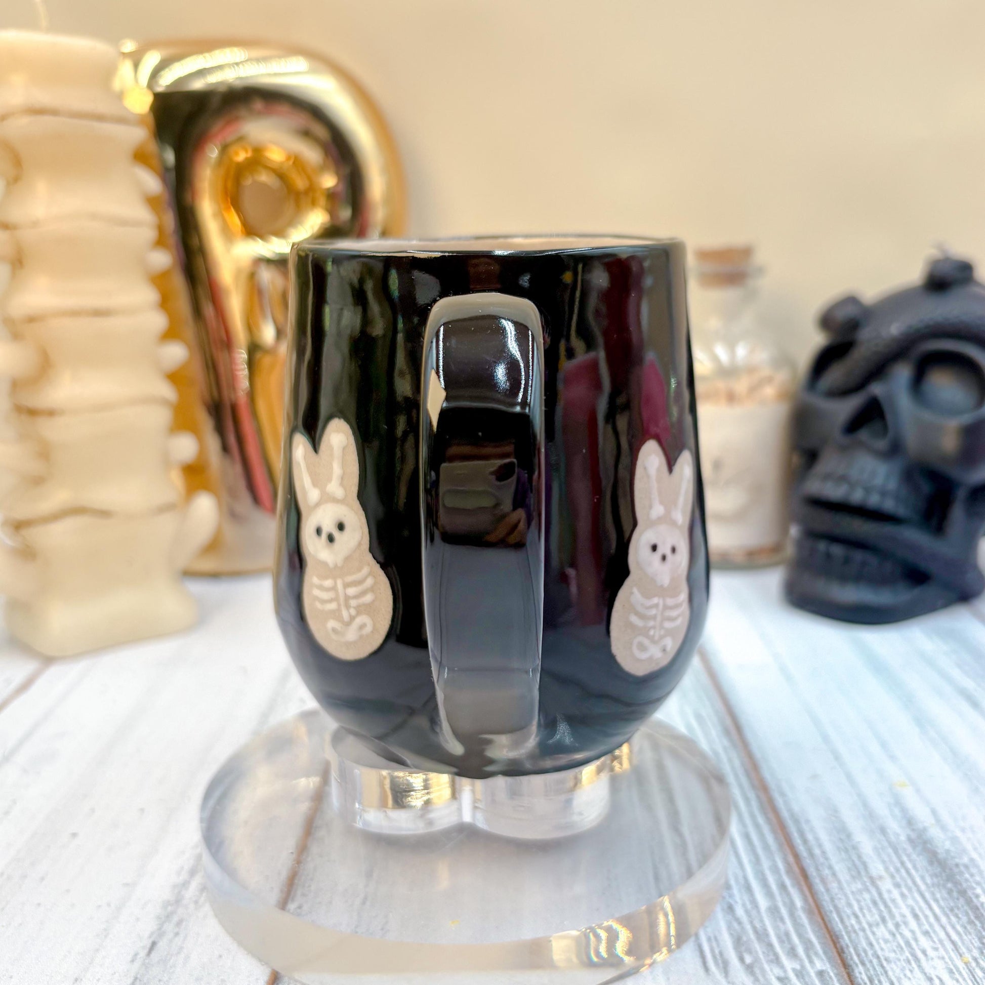 Black Seleton Bunny Spring Ceramic Mug