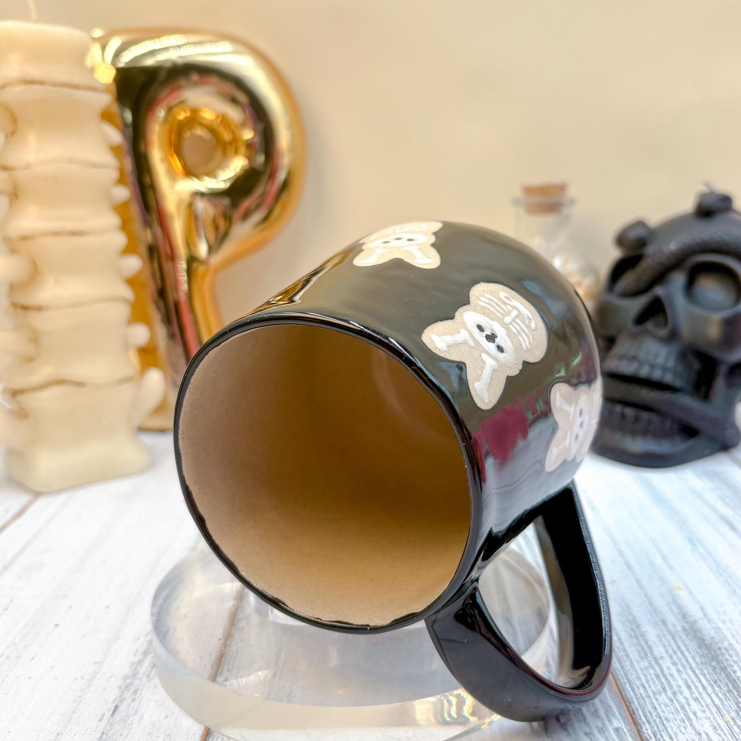 Black Seleton Bunny Spring Ceramic Mug