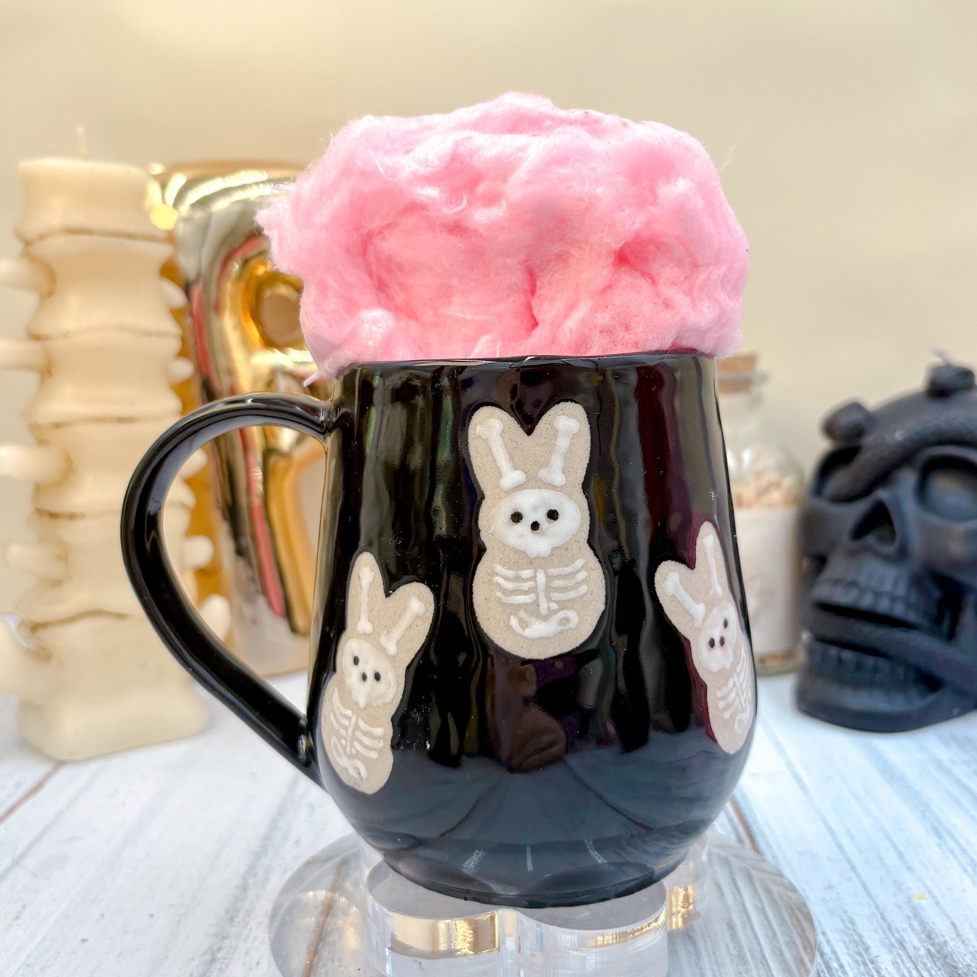 Black Seleton Bunny Spring Ceramic Mug