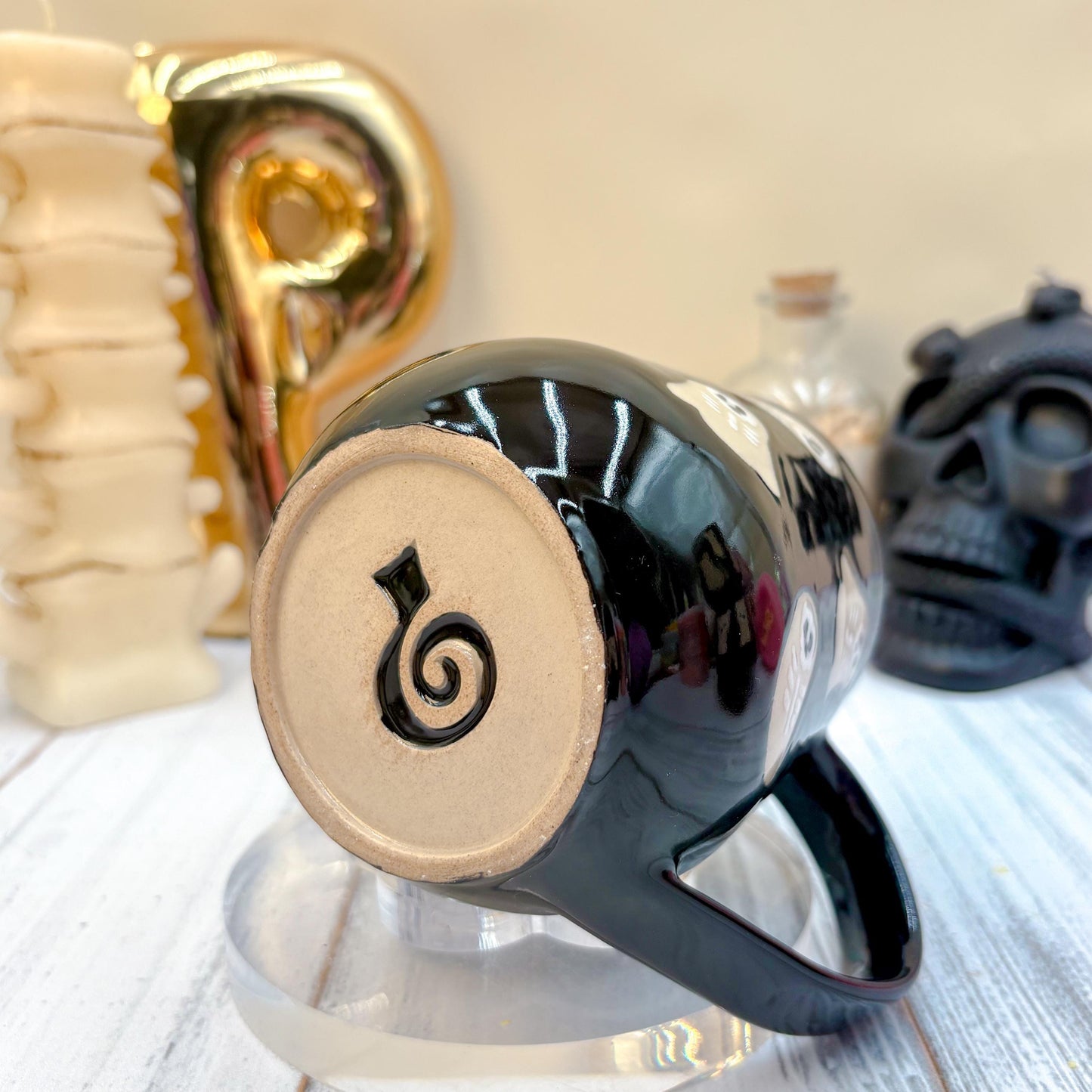 Black Skeleton Ghost Ceramic Mug