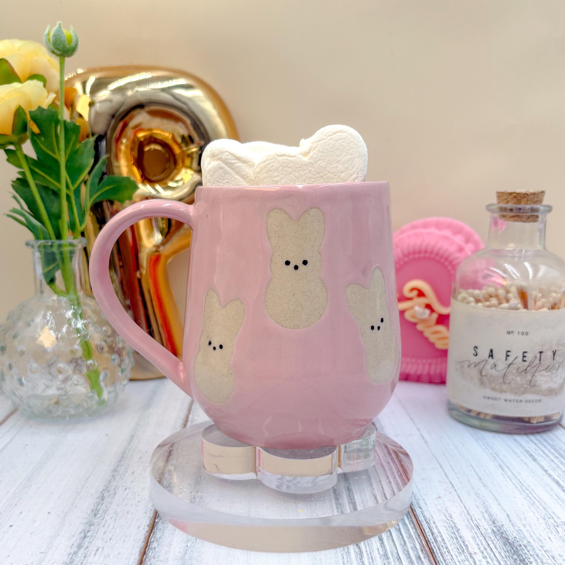 Pink Bunny Spring Ceramic Mug – The Pink Potters