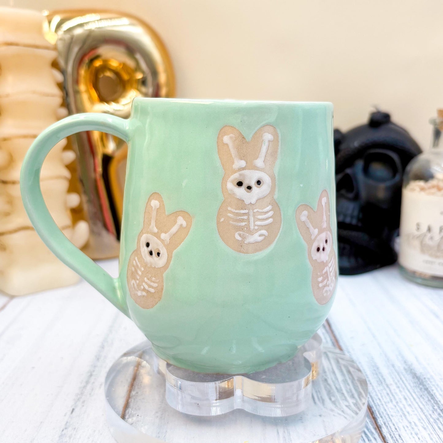 Aqua Seleton Bunny Spring Ceramic Mug
