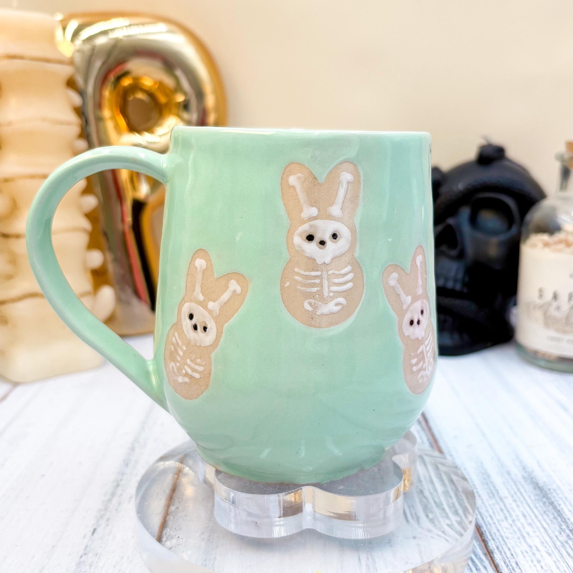 Aqua Seleton Bunny Spring Ceramic Mug