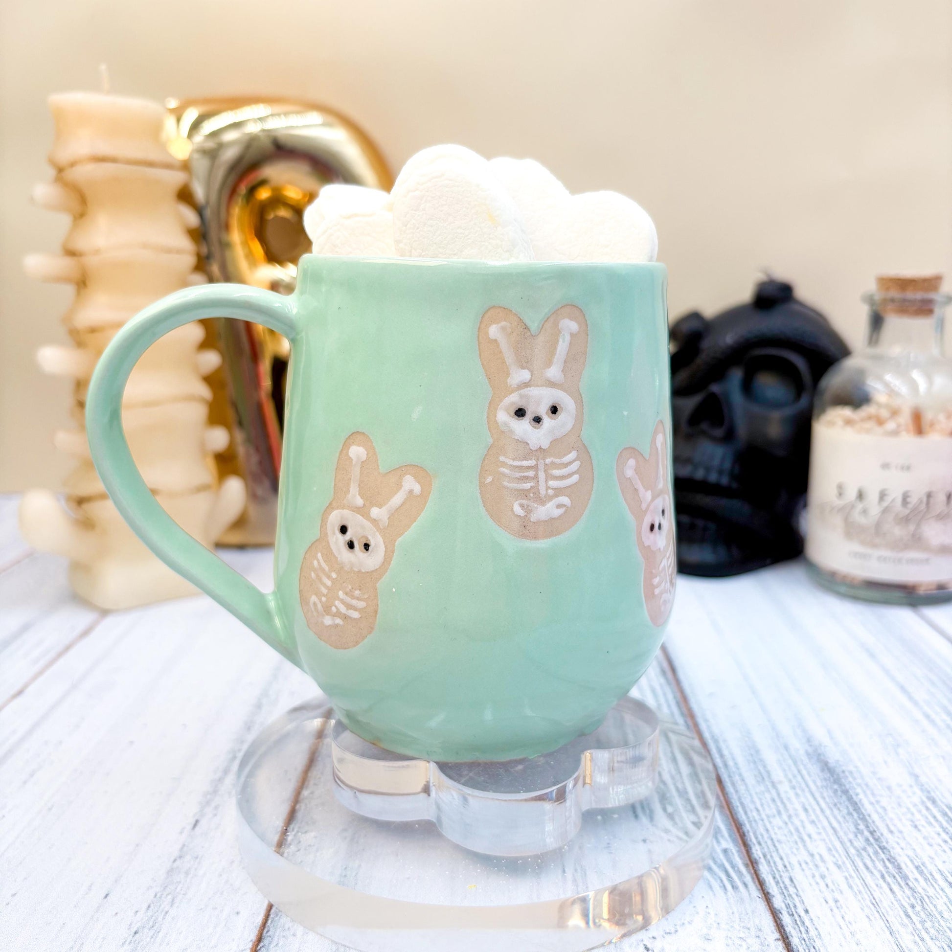 Aqua Seleton Bunny Spring Ceramic Mug