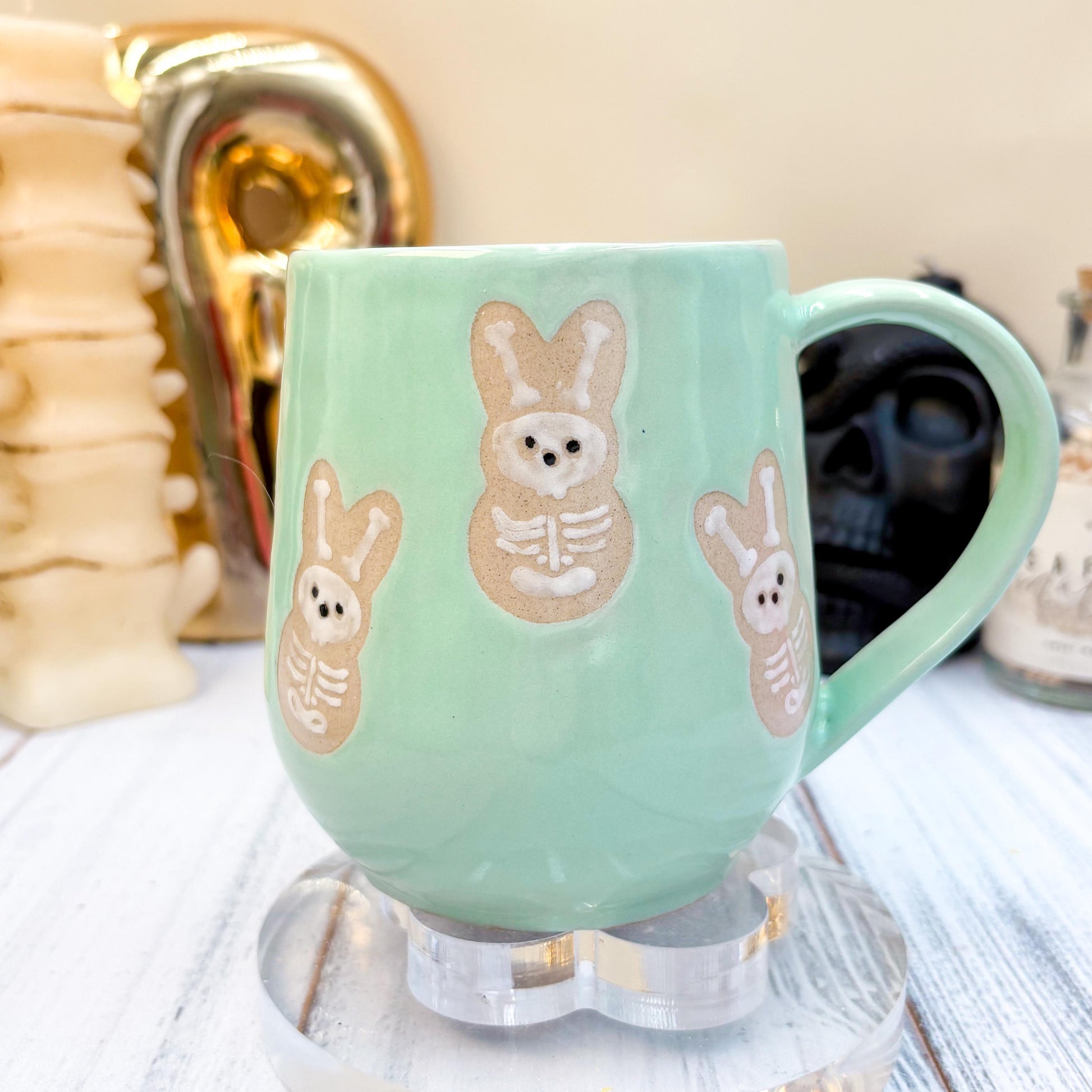 Aqua Seleton Bunny Spring Ceramic Mug