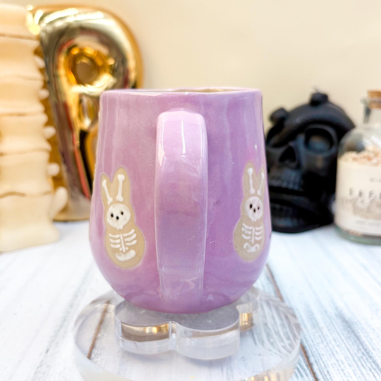Purple Seleton Bunny Spring Ceramic Mug