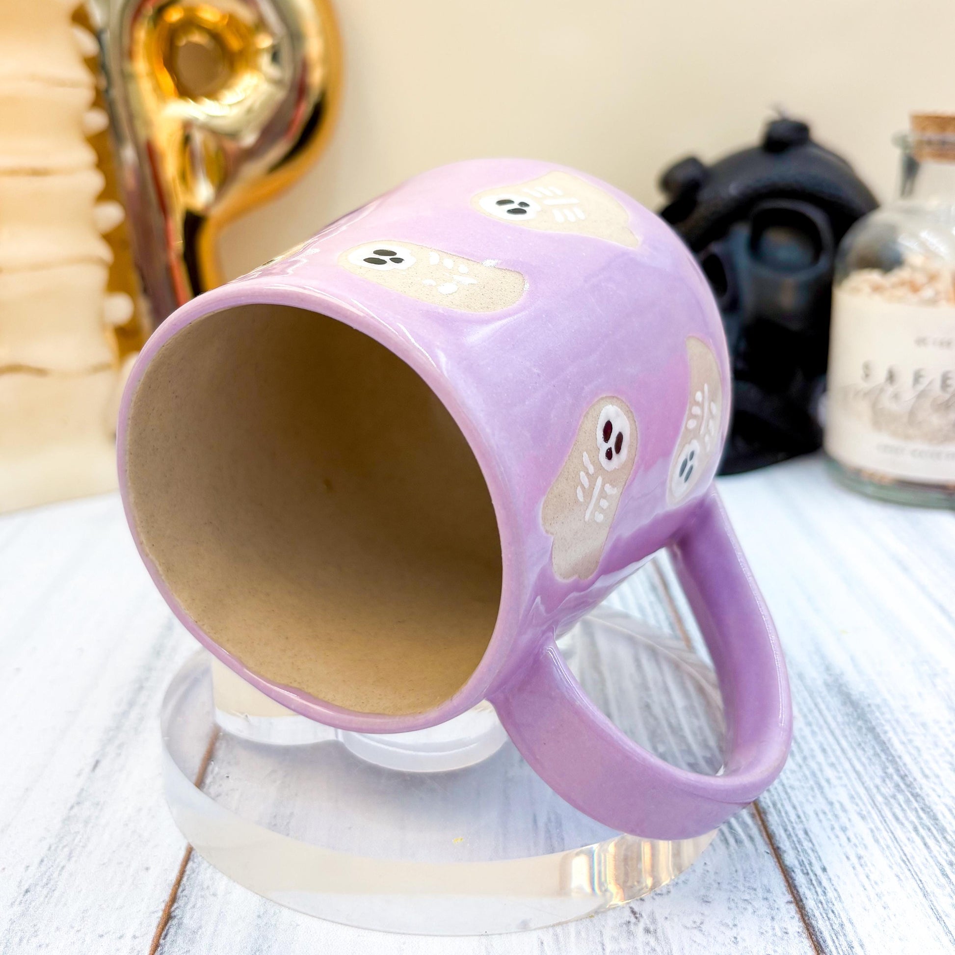 Purple Skeleton Ghost Ceramic Mug