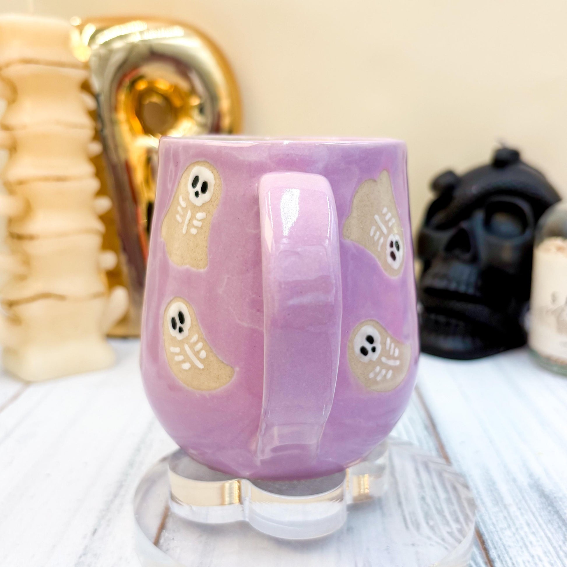Purple Skeleton Ghost Ceramic Mug