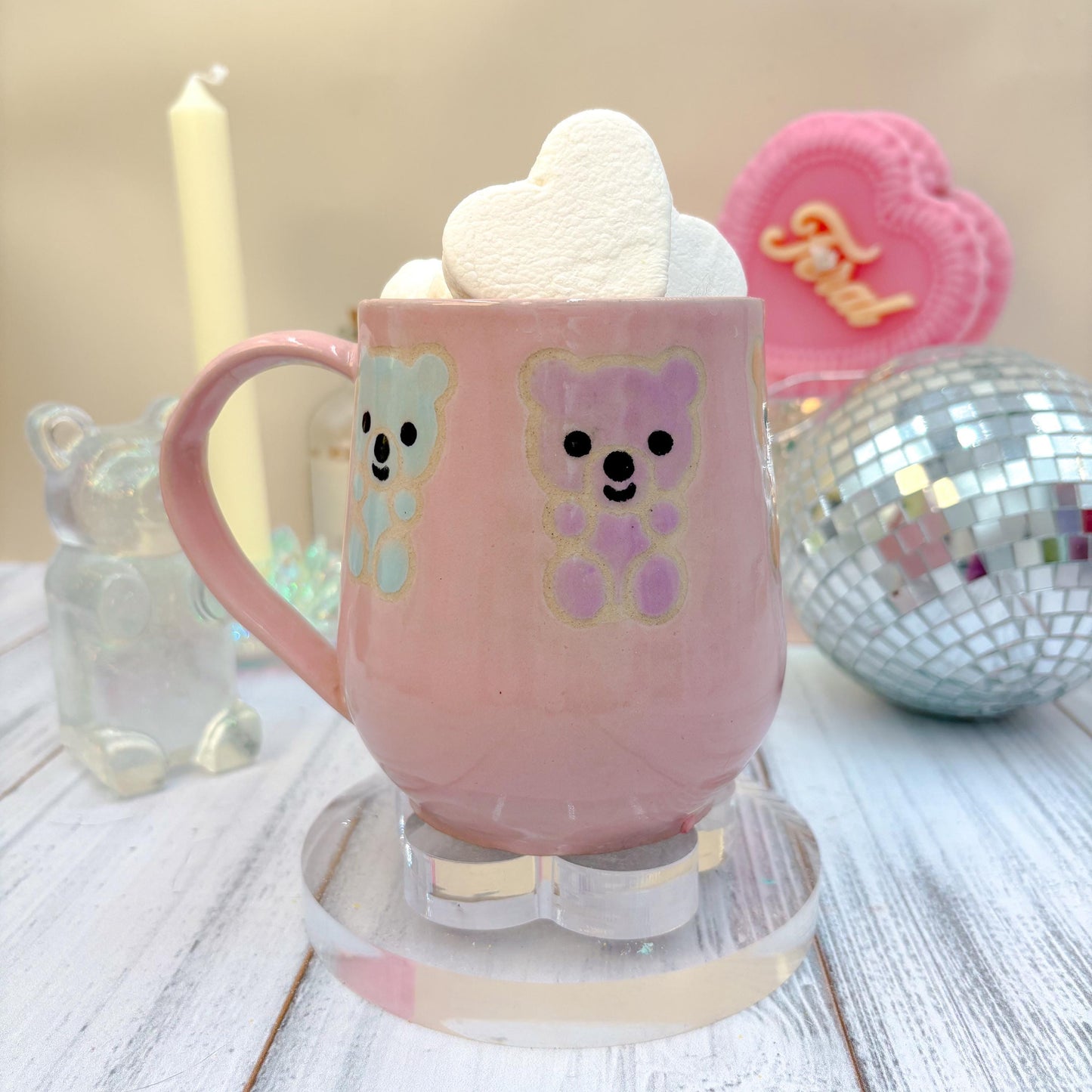 Pink Gummy Bear Ceramic Mug