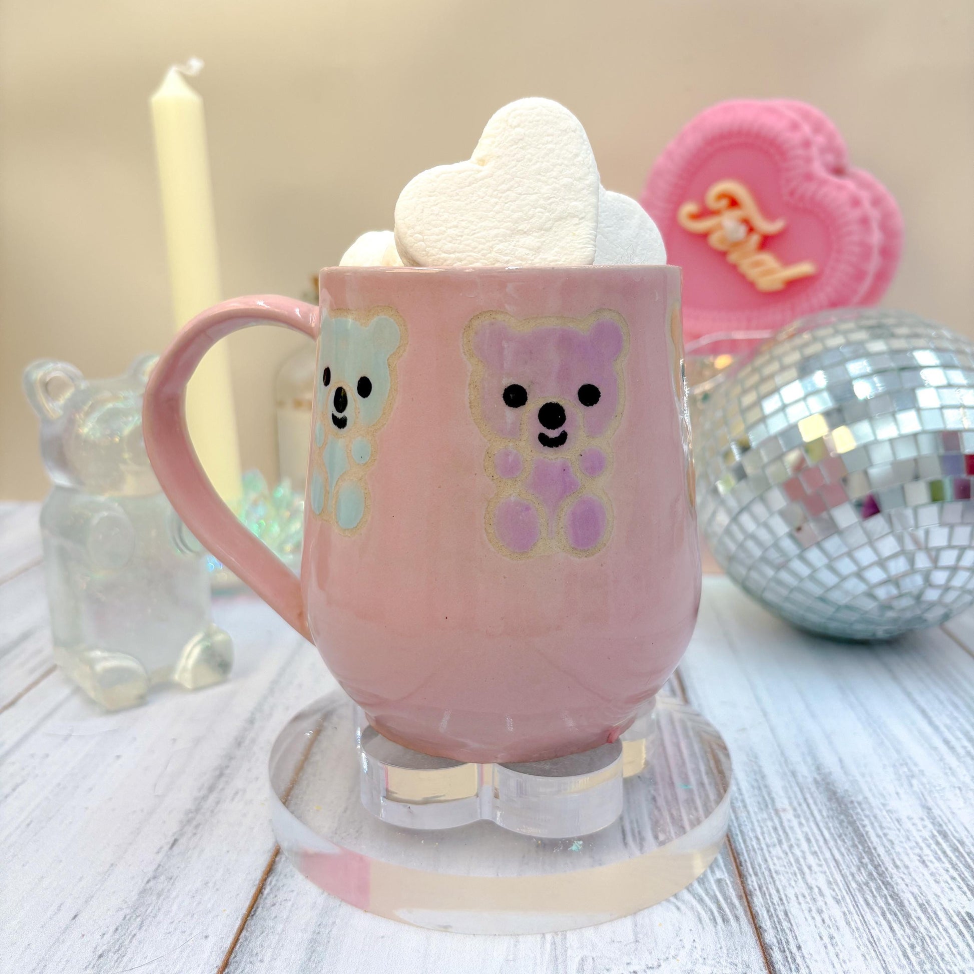 Pink Gummy Bear Ceramic Mug