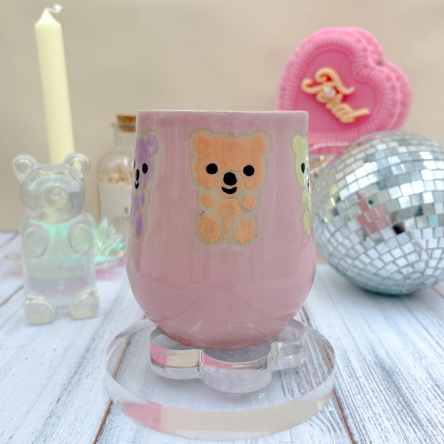 Pink Gummy Bear Ceramic Mug