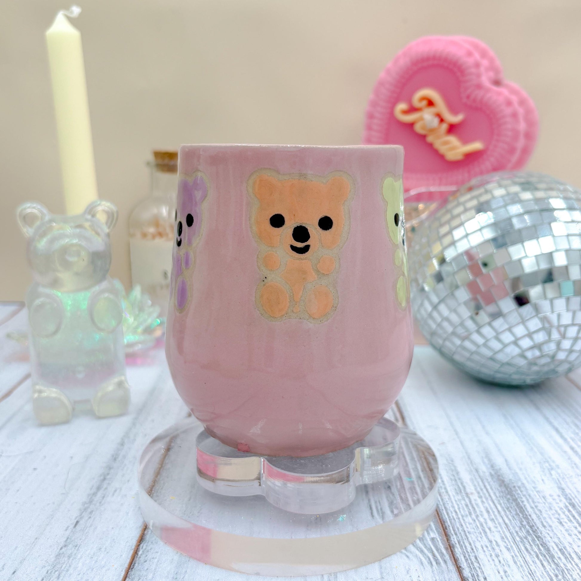 Pink Gummy Bear Ceramic Mug