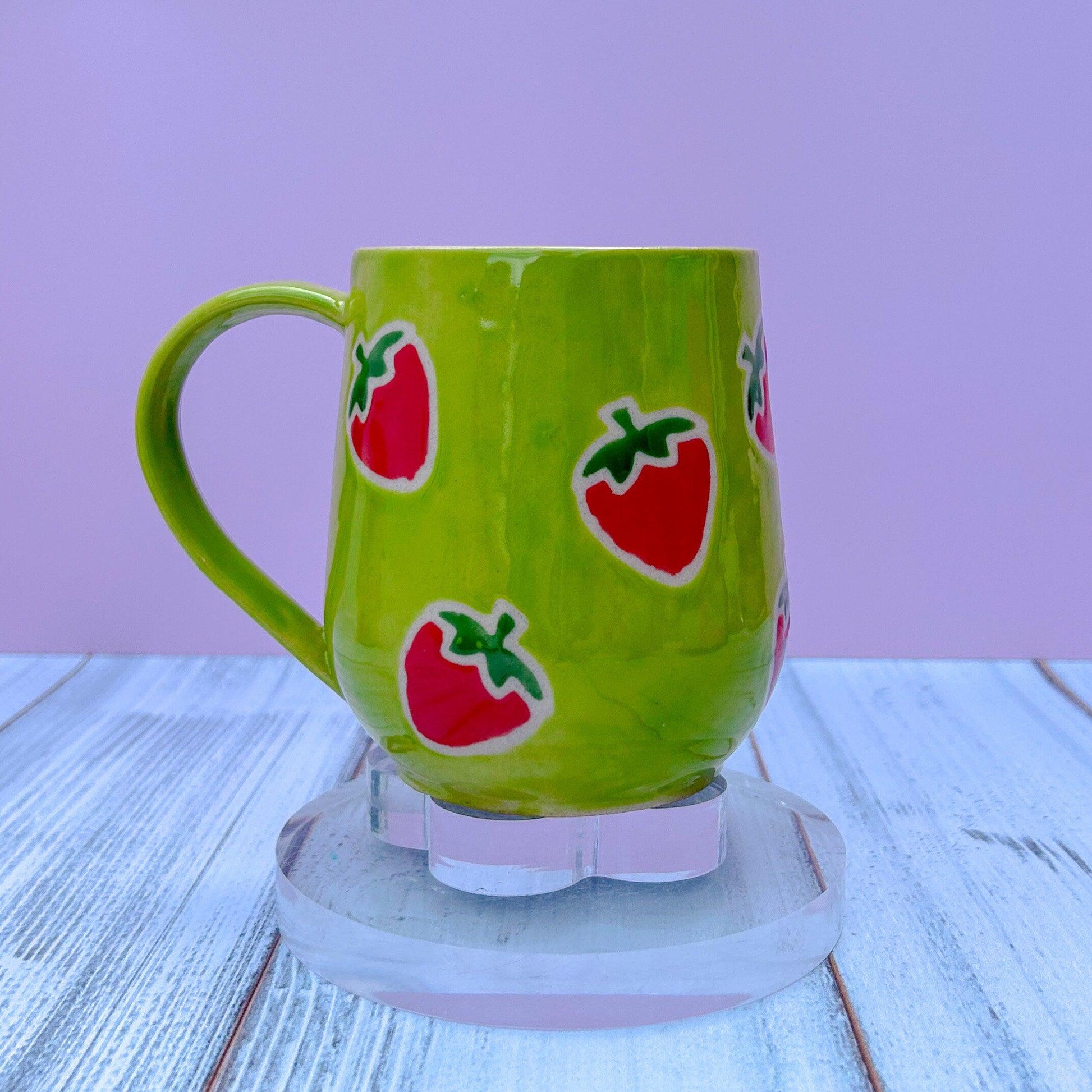 Green Strawberry Ceramic Mug