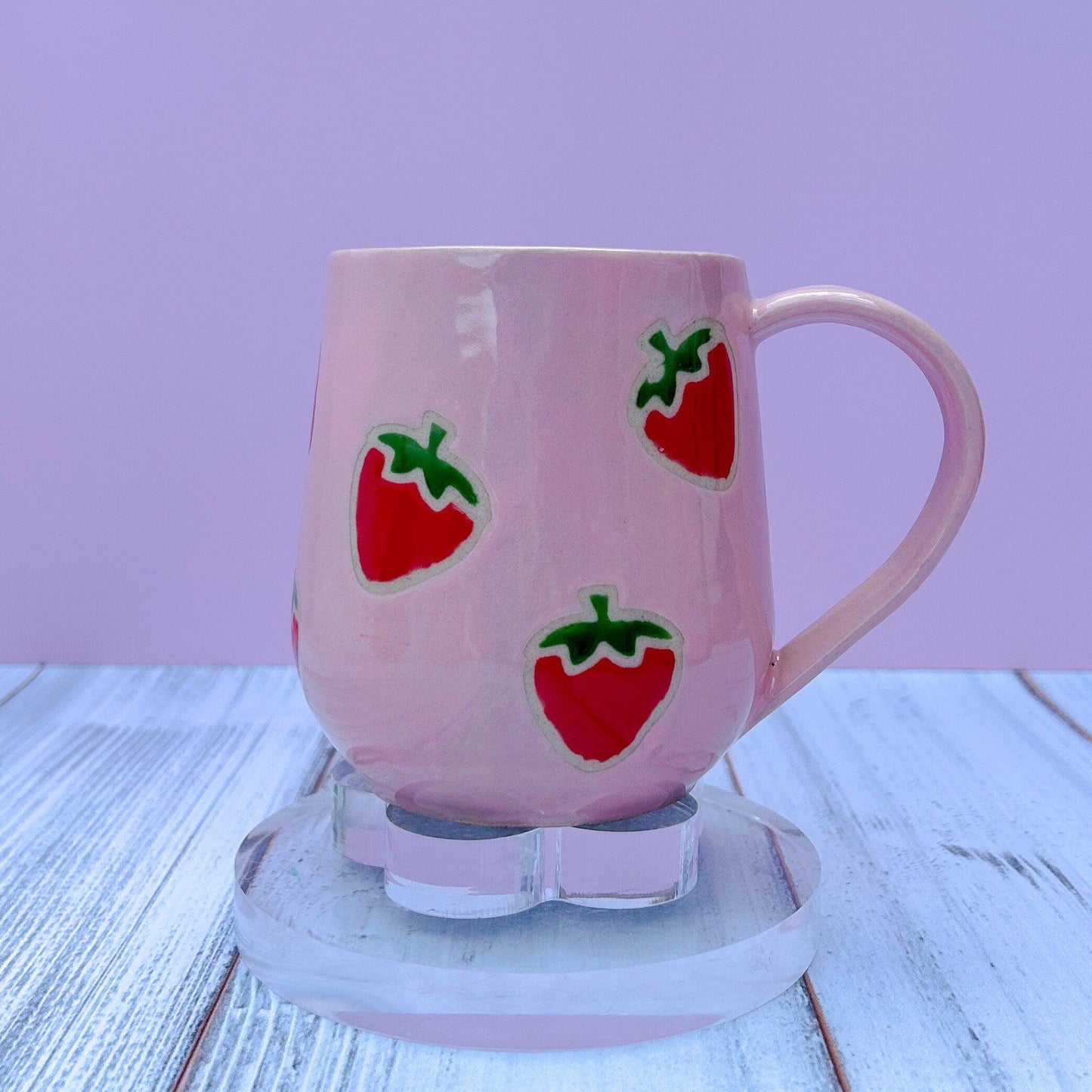 Pink Strawberry Ceramic Mug