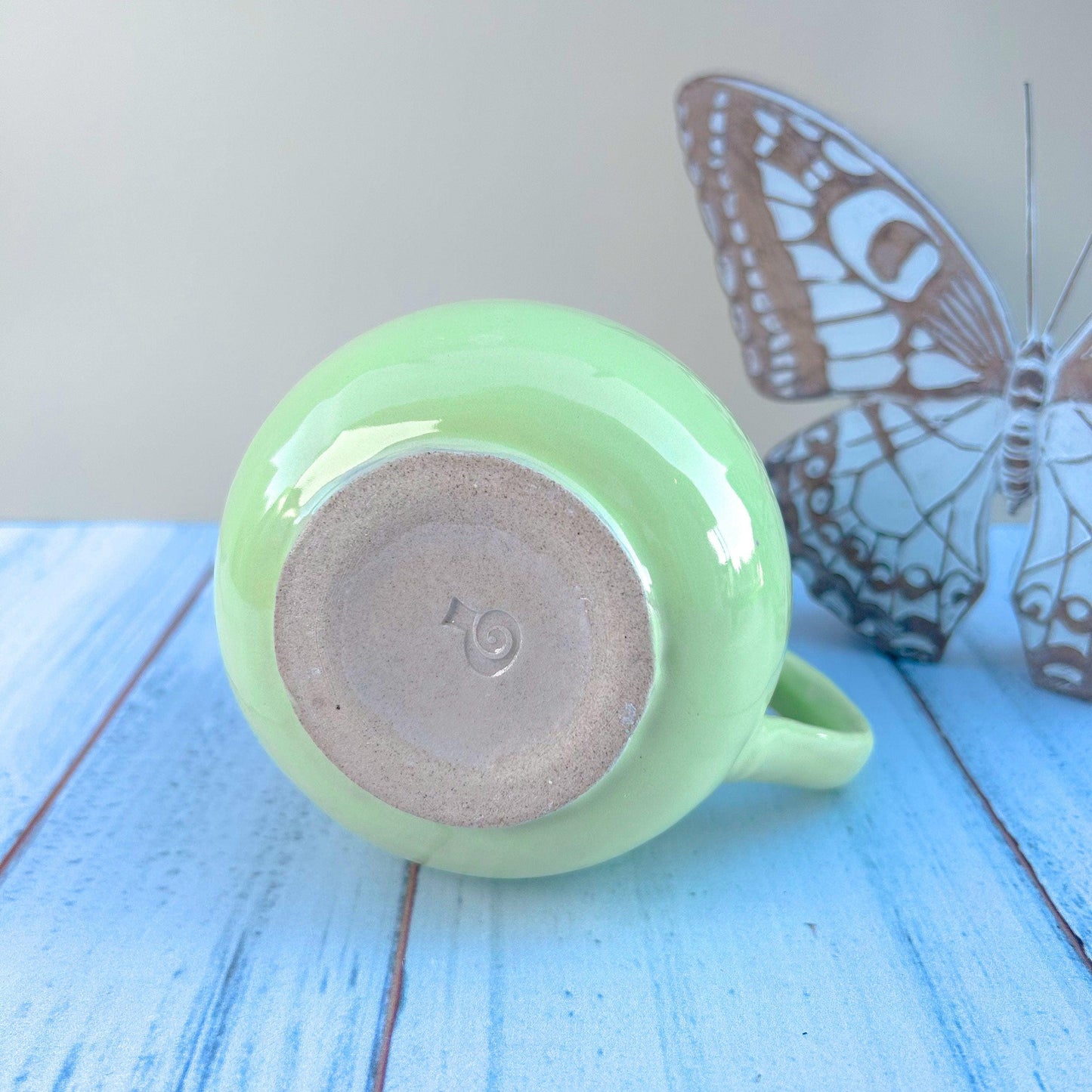 Light Green and Purple Heart 12 Ounce Ceramic Mug