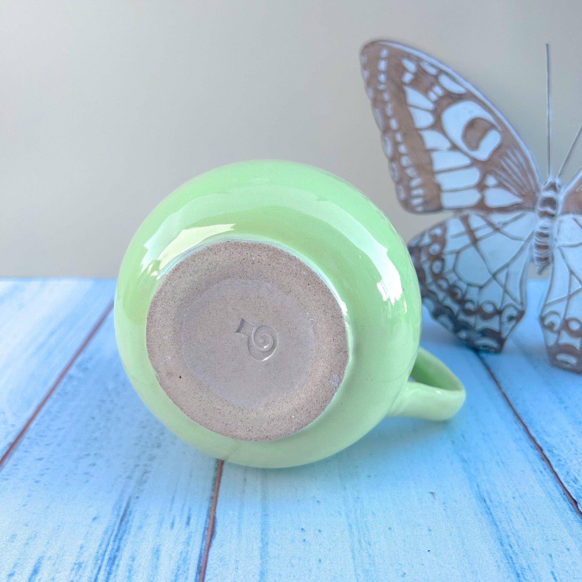 Light Green and Purple Heart 12 Ounce Ceramic Mug
