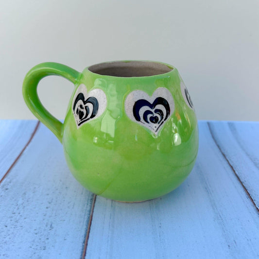 Green Heart 12 Ounce Ceramic Mug
