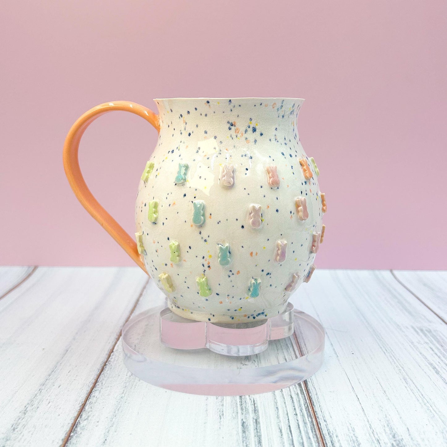 Peach Rainbow Bunny Spring Ceramic Mug