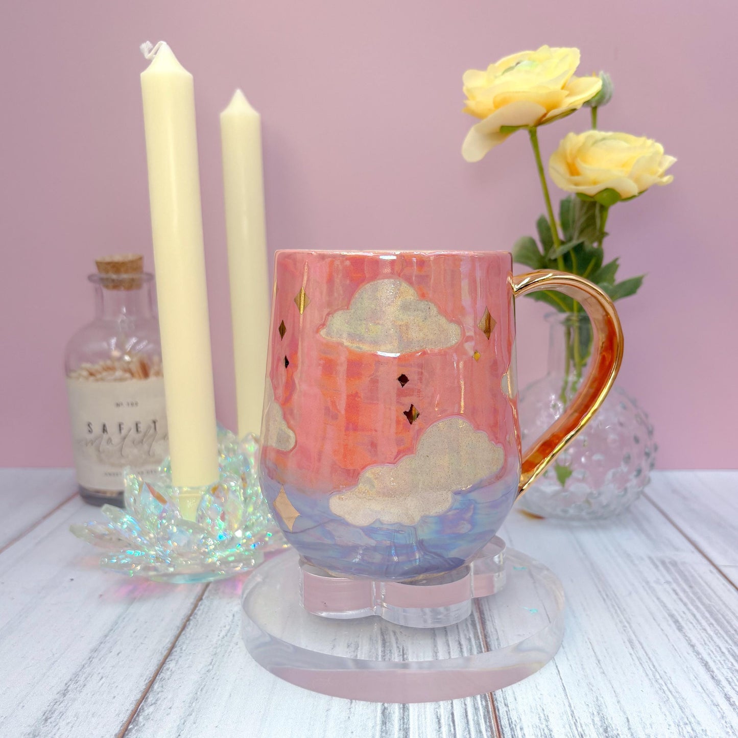 Gold Coral Sunset Ceramic Mug