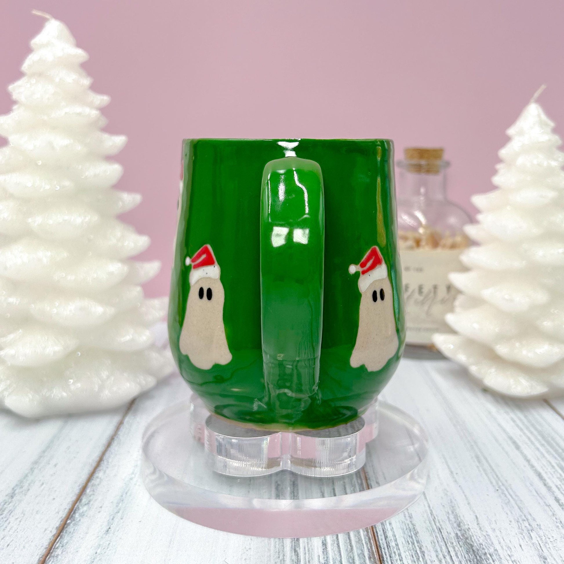 Green Santa Hat Ghost Mug