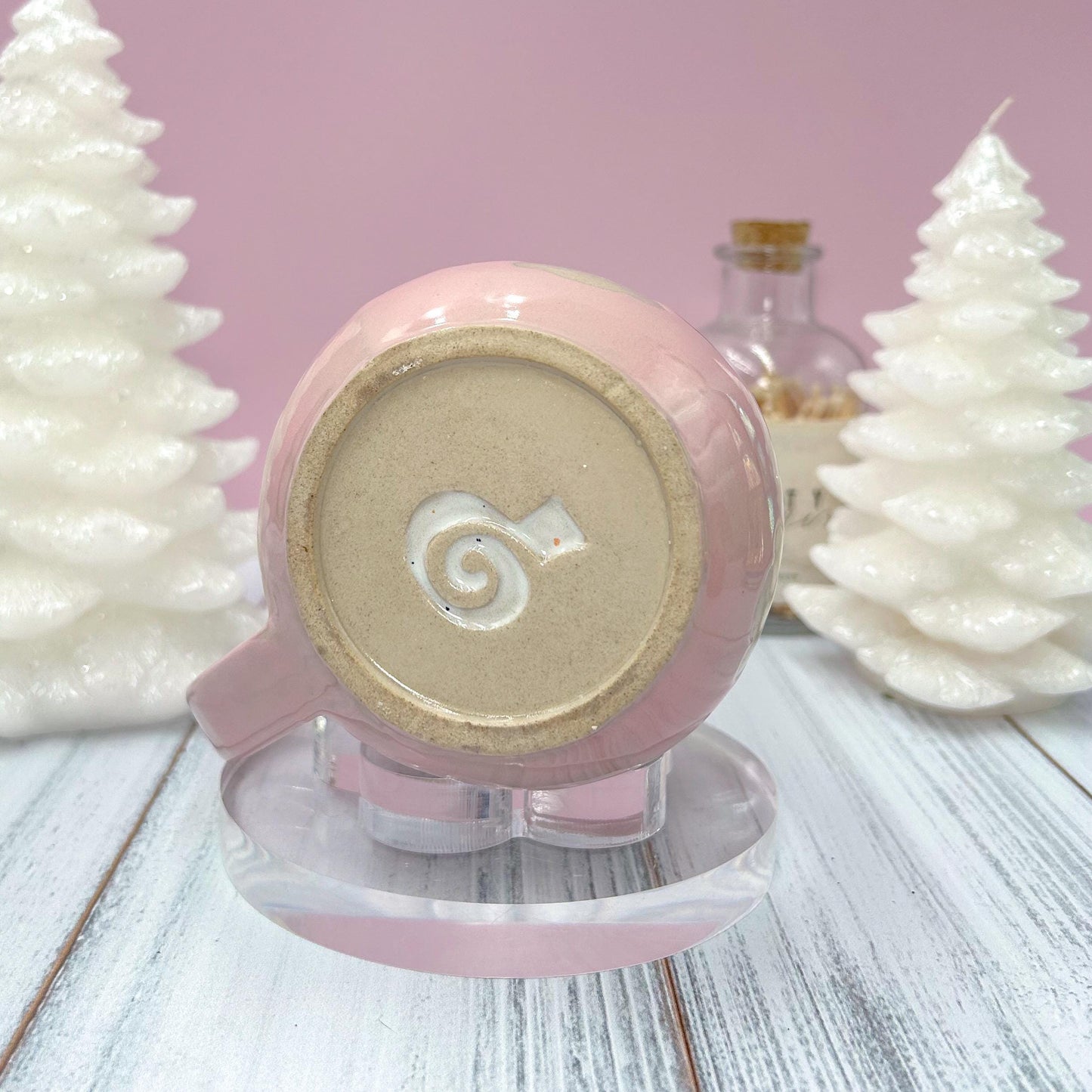 Pink Santa Hat Ghost Mug