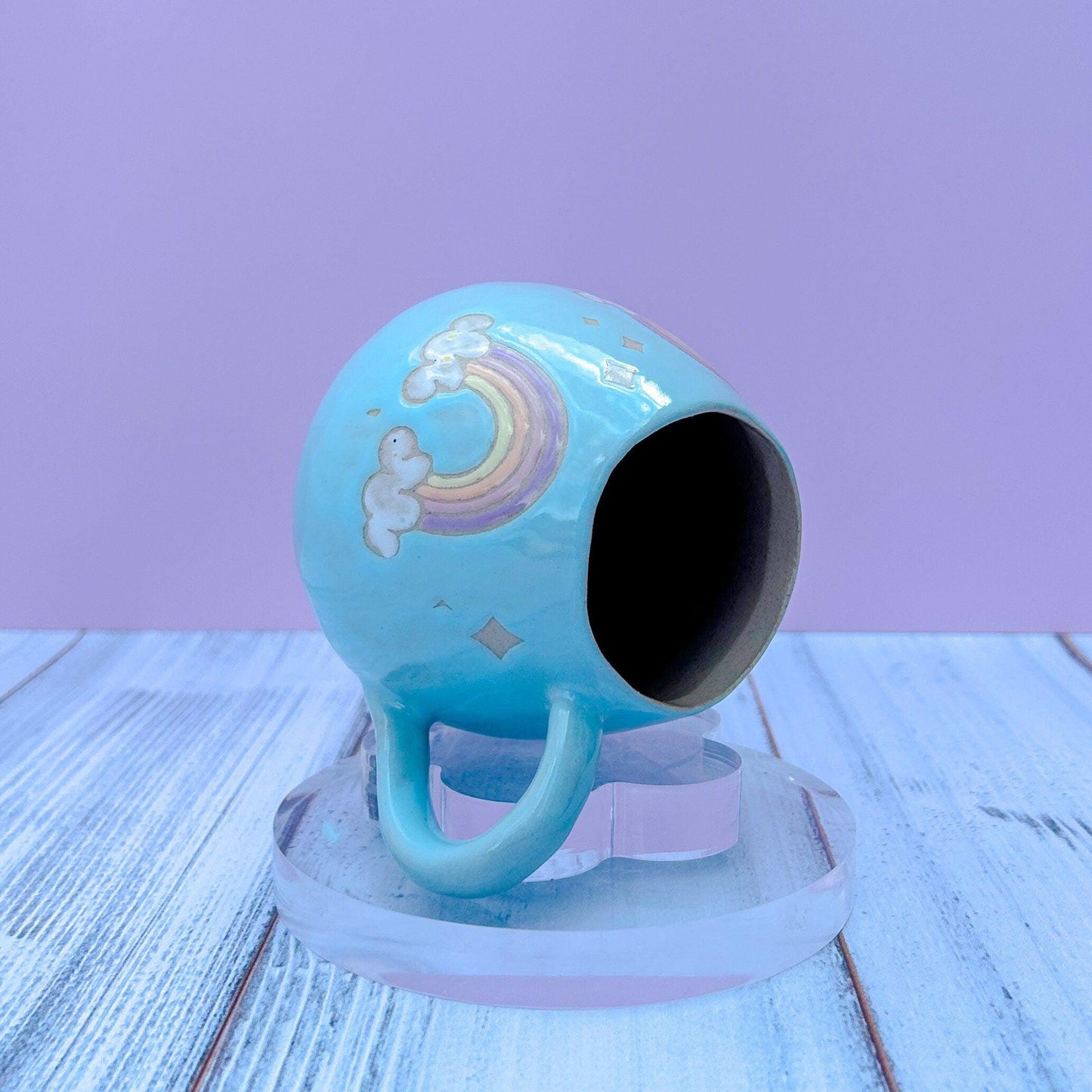 Light Blue Rainbow 12 oz Ceramic Mug