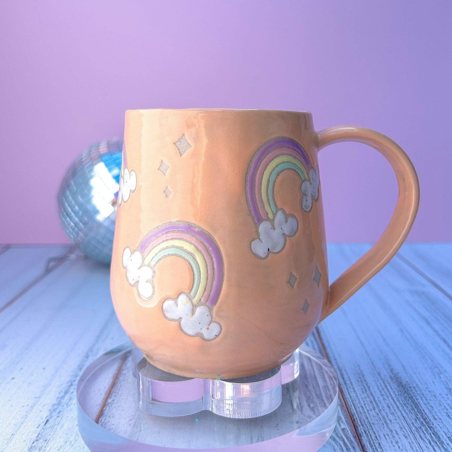 Peach Rainbow 16 Ounce Ceramic Mug