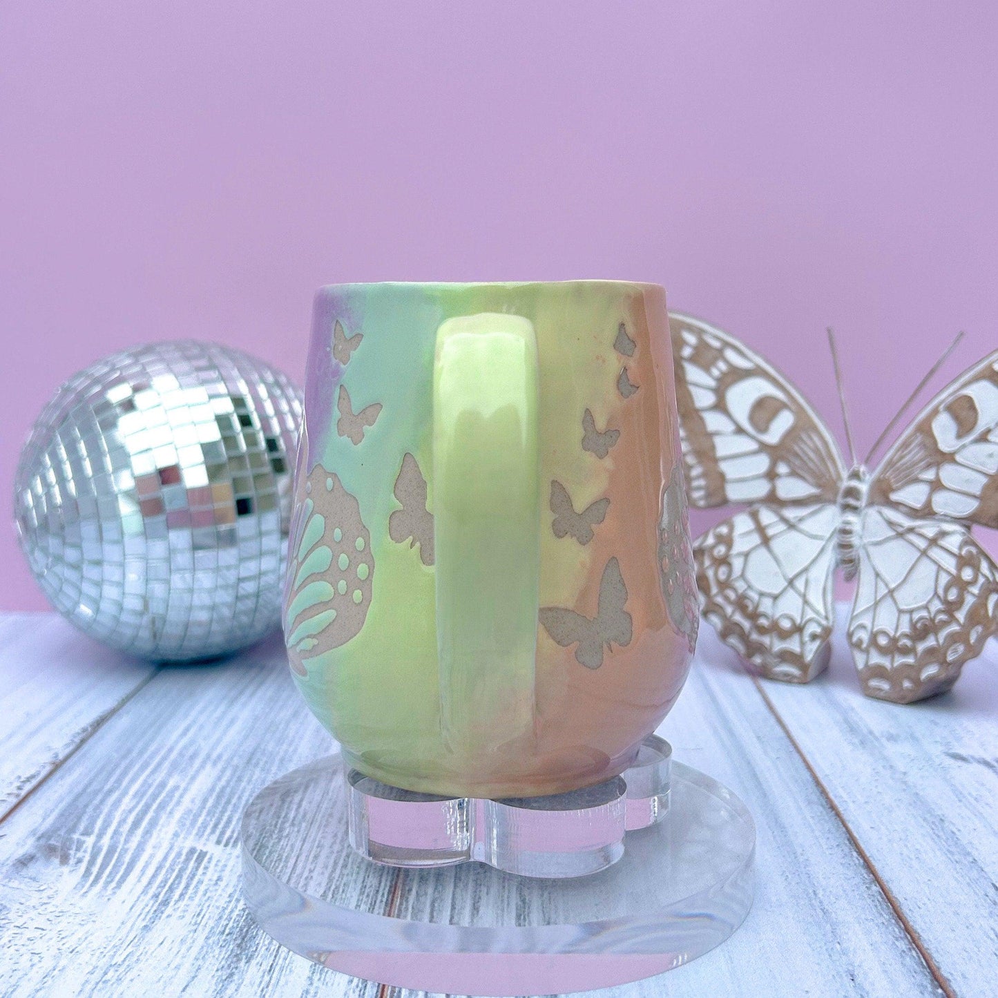 Rainbow Ombré Butterfly 16 Ounce Mug