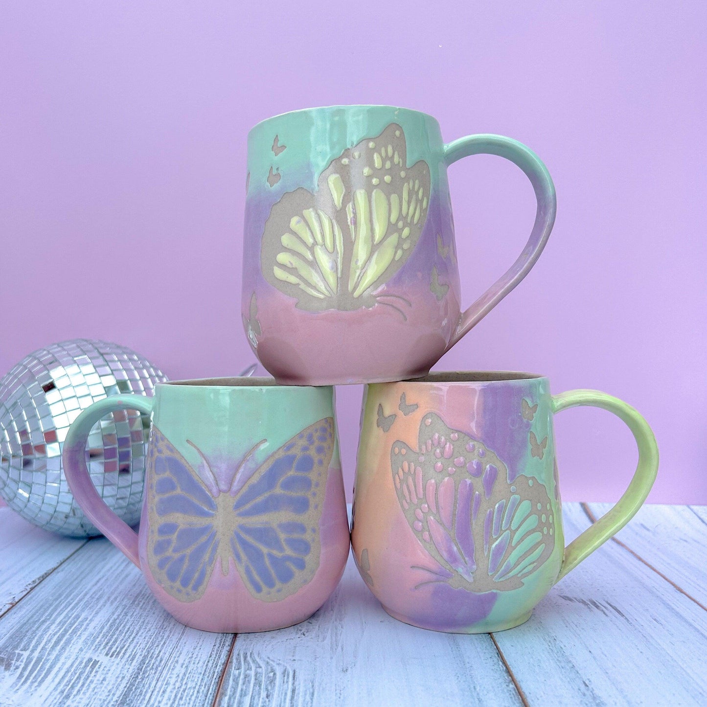 Rainbow Ombré Butterfly 16 Ounce Mug