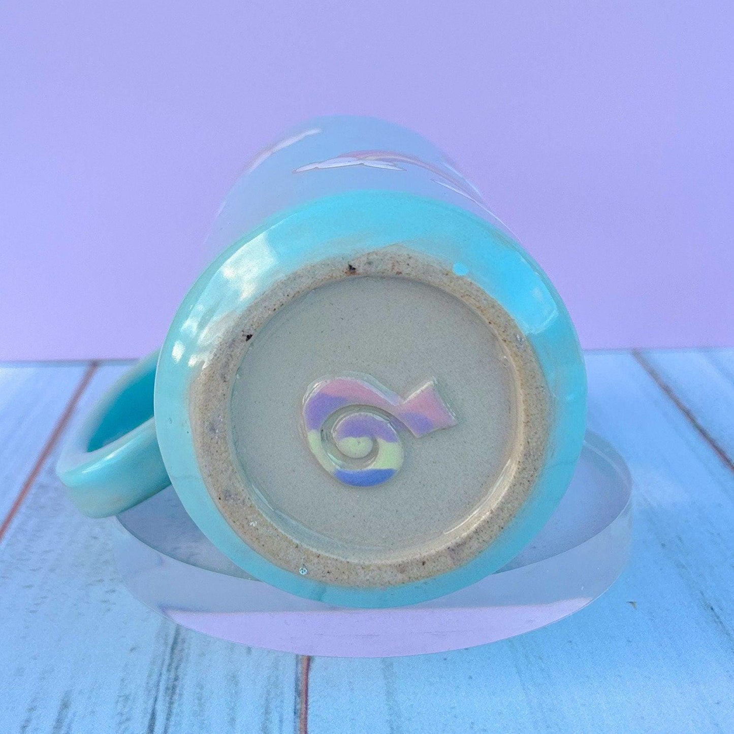 Light Blue Rainbow and Cloud Tumbler Ceramic Mug