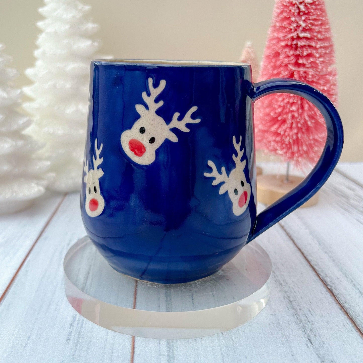 Blue Reindeer 16 Ounce Ceramic Mug