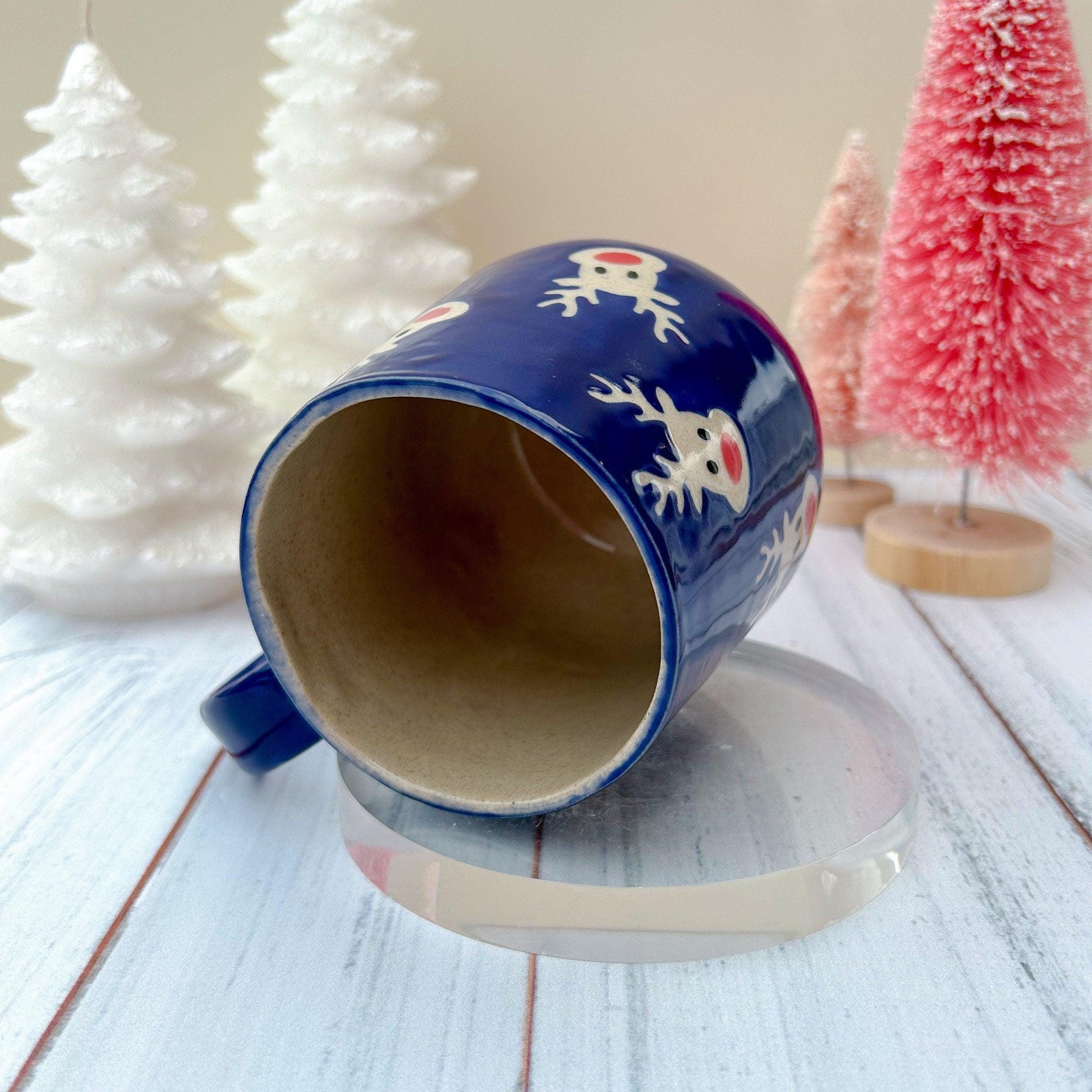 Blue Reindeer 16 Ounce Ceramic Mug