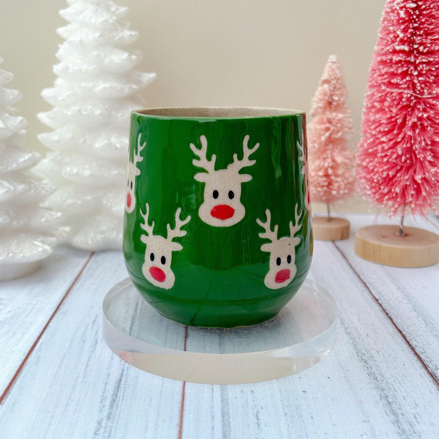 Green Reindeer Ceramic Mug