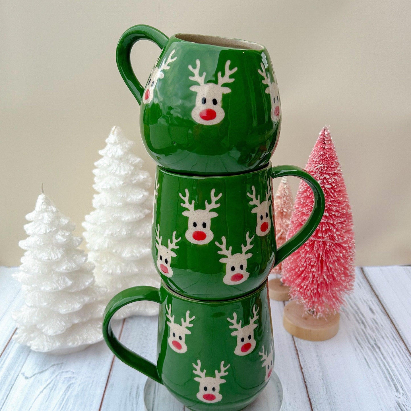 Green Reindeer Ceramic Mug