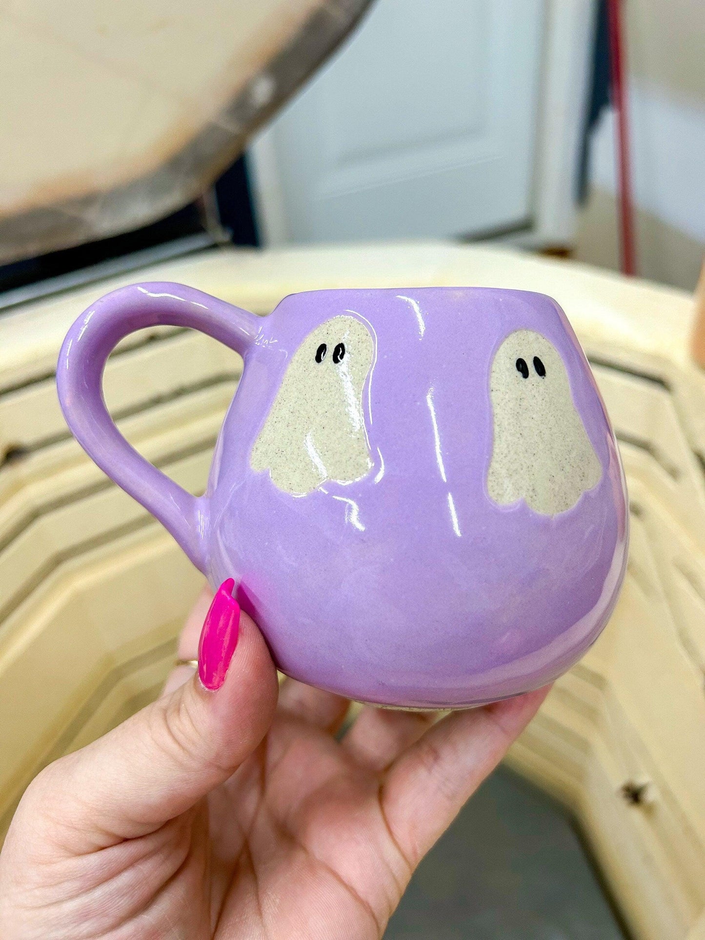 Purple Ghost 12 Oz Ceramic Mug