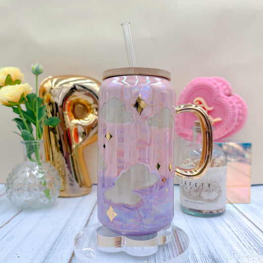 Gold Pink Cloud Sunset Ceramic Tumbler