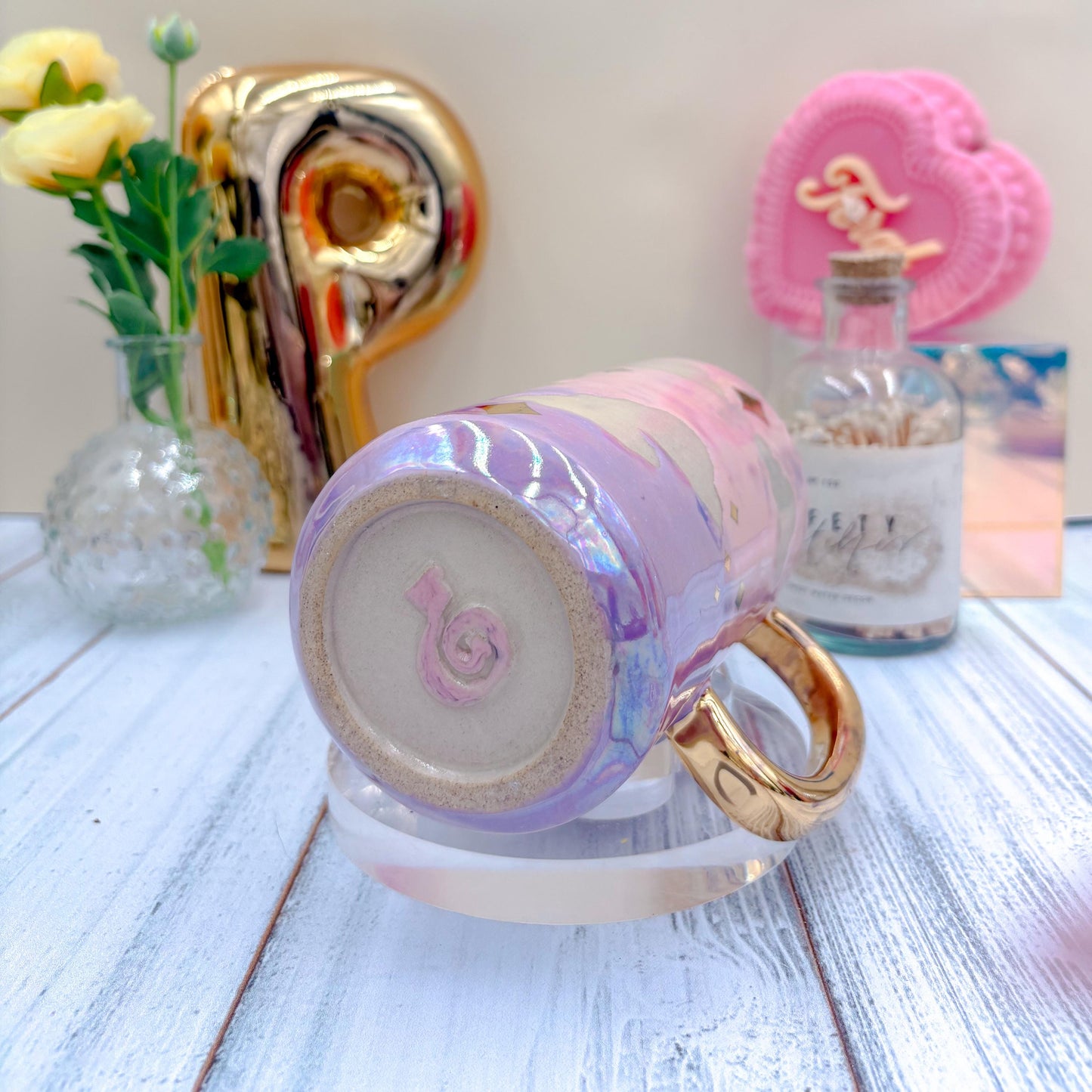 Gold Pink Cloud Sunset Ceramic Tumbler