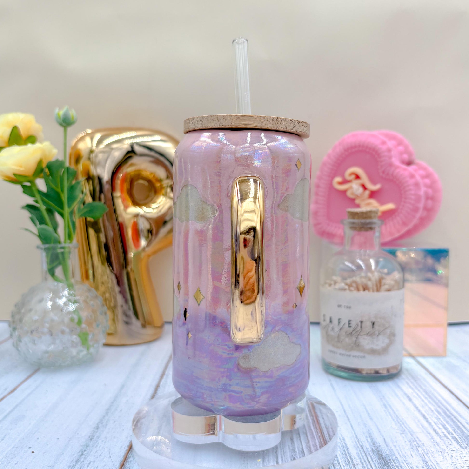 Gold Pink Cloud Sunset Ceramic Tumbler