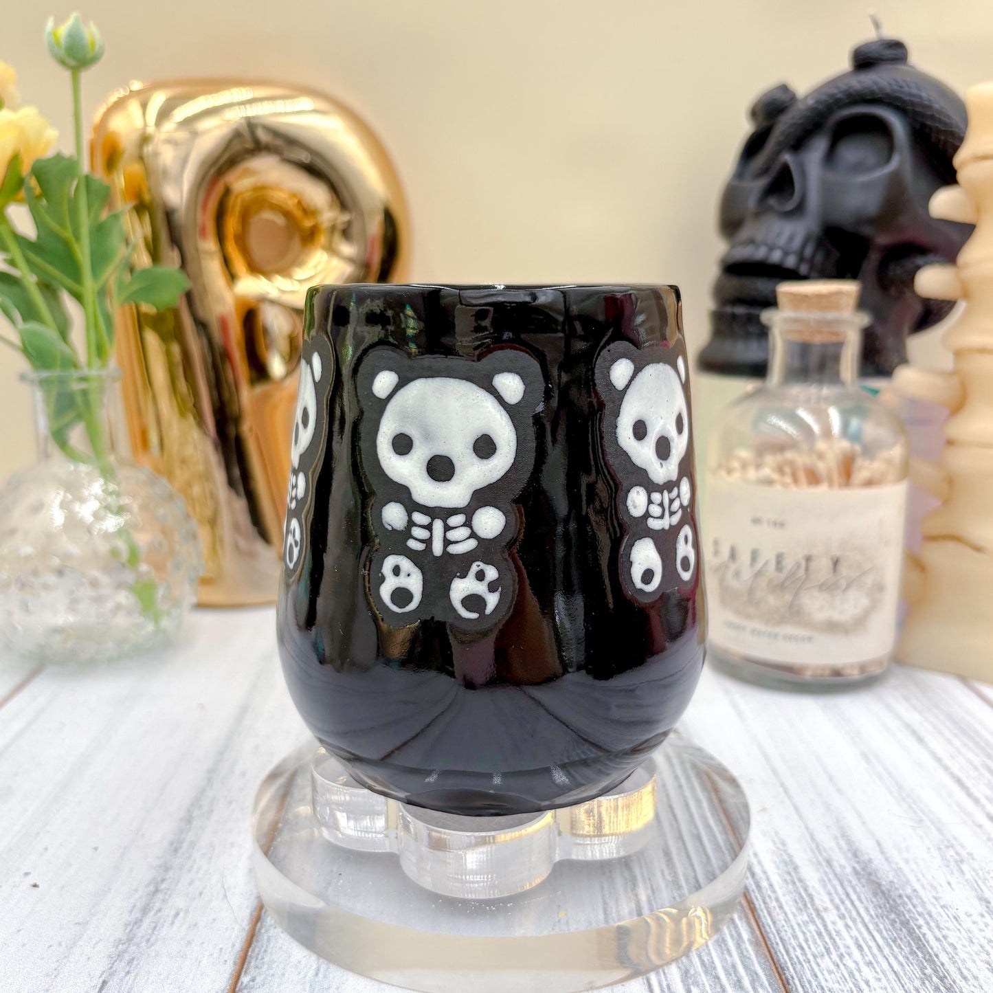 Matte Black Gummy Bear Ceramic Mug